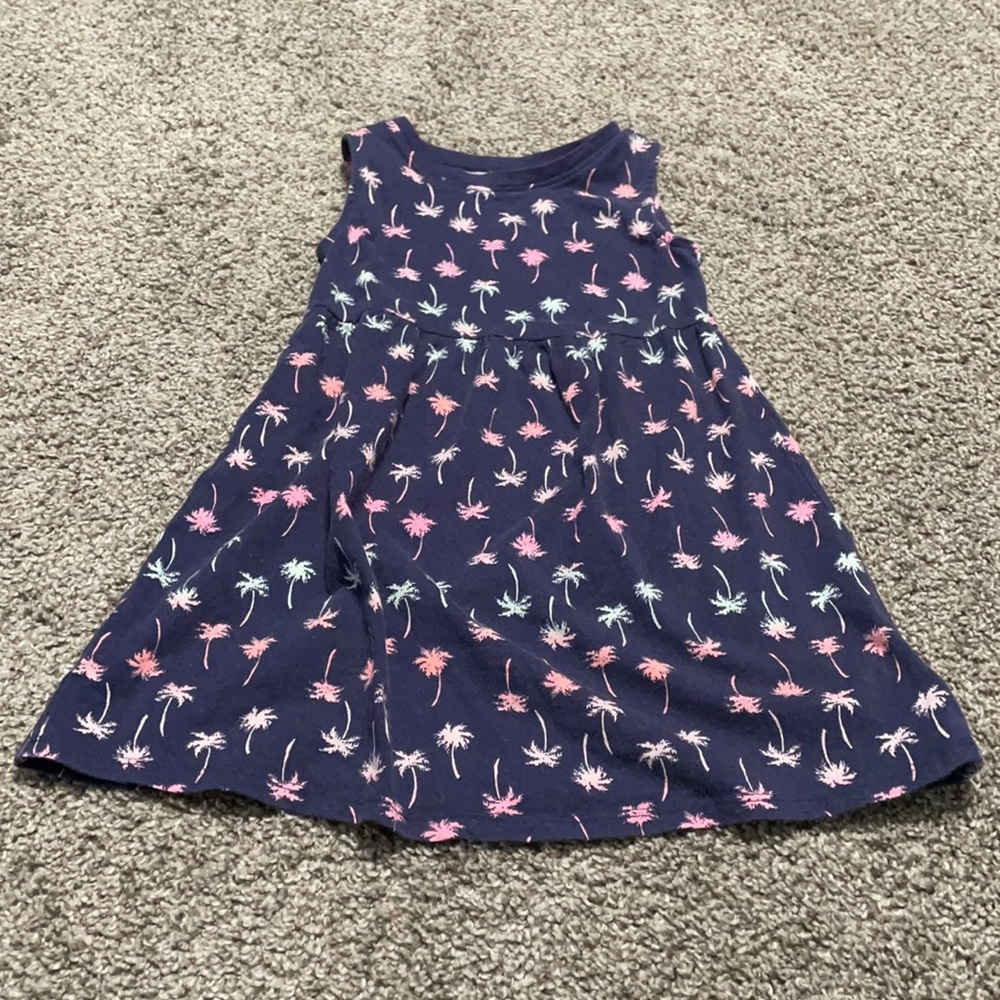 Dark blue dress with palm trees size 3t